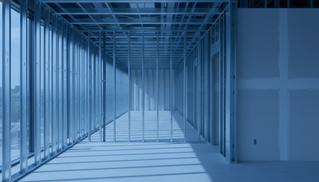 Modern commercial building interior under construction