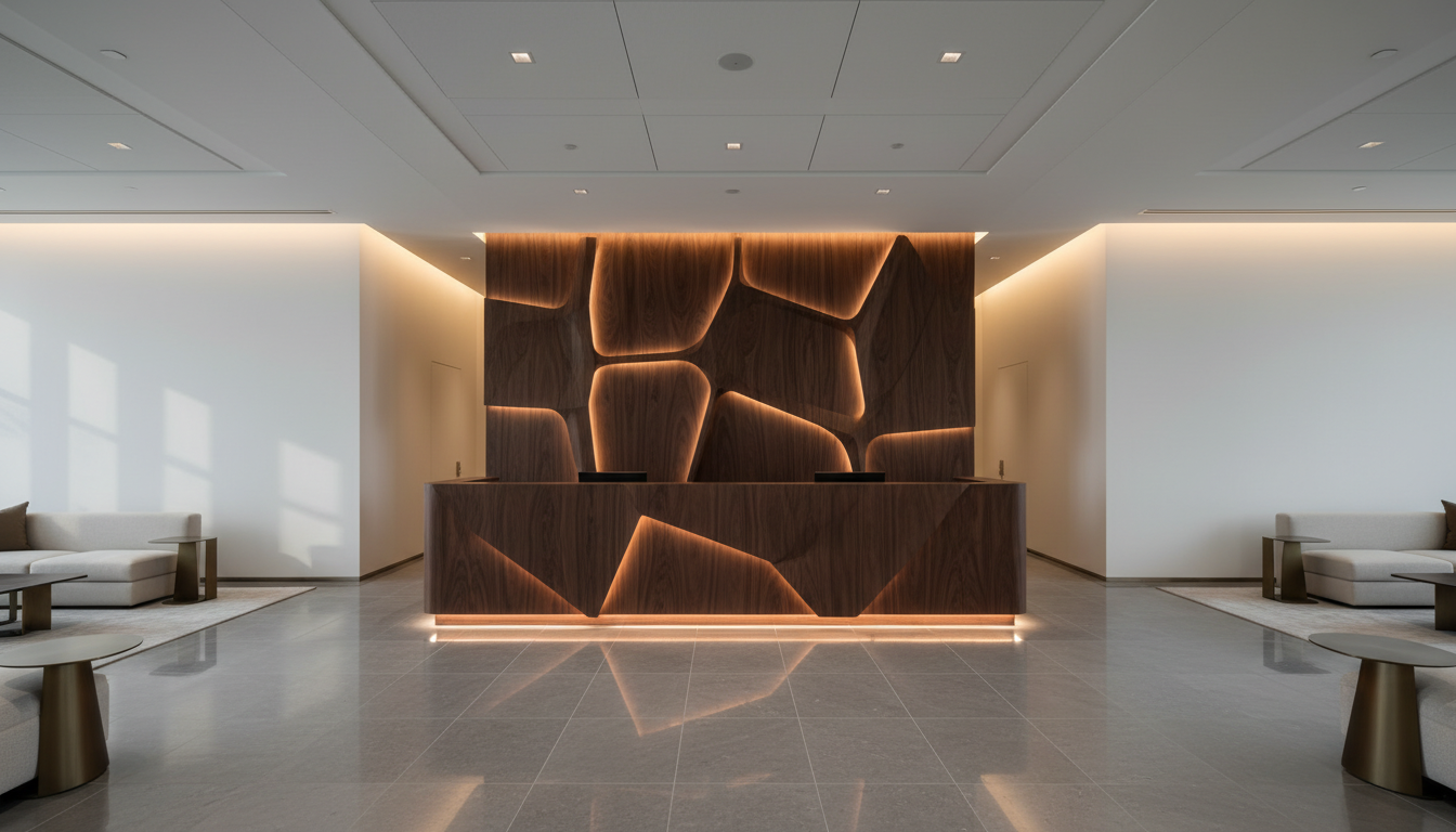 Meticulously finished modern office interior with custom millwork